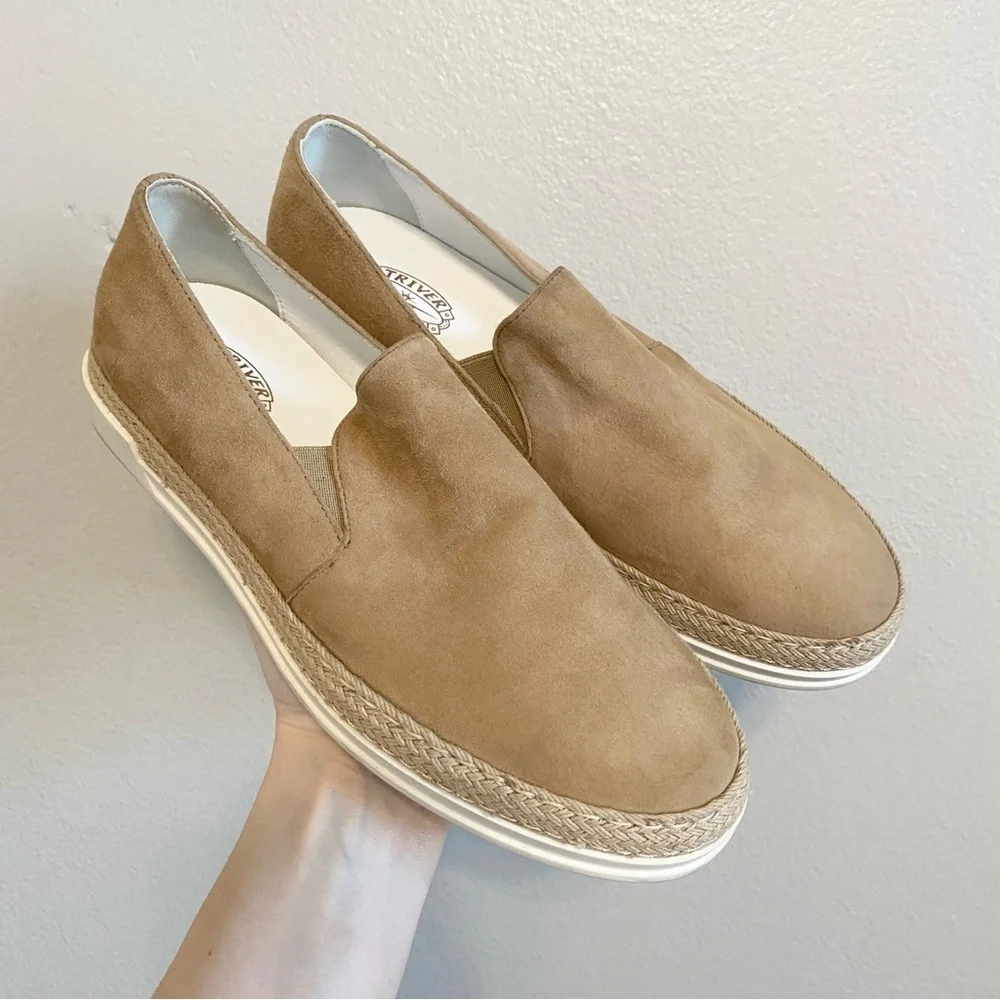 Triver Flight Tan Suede Espadrille Flat Slip On Flat Loafers Size 37/US 7